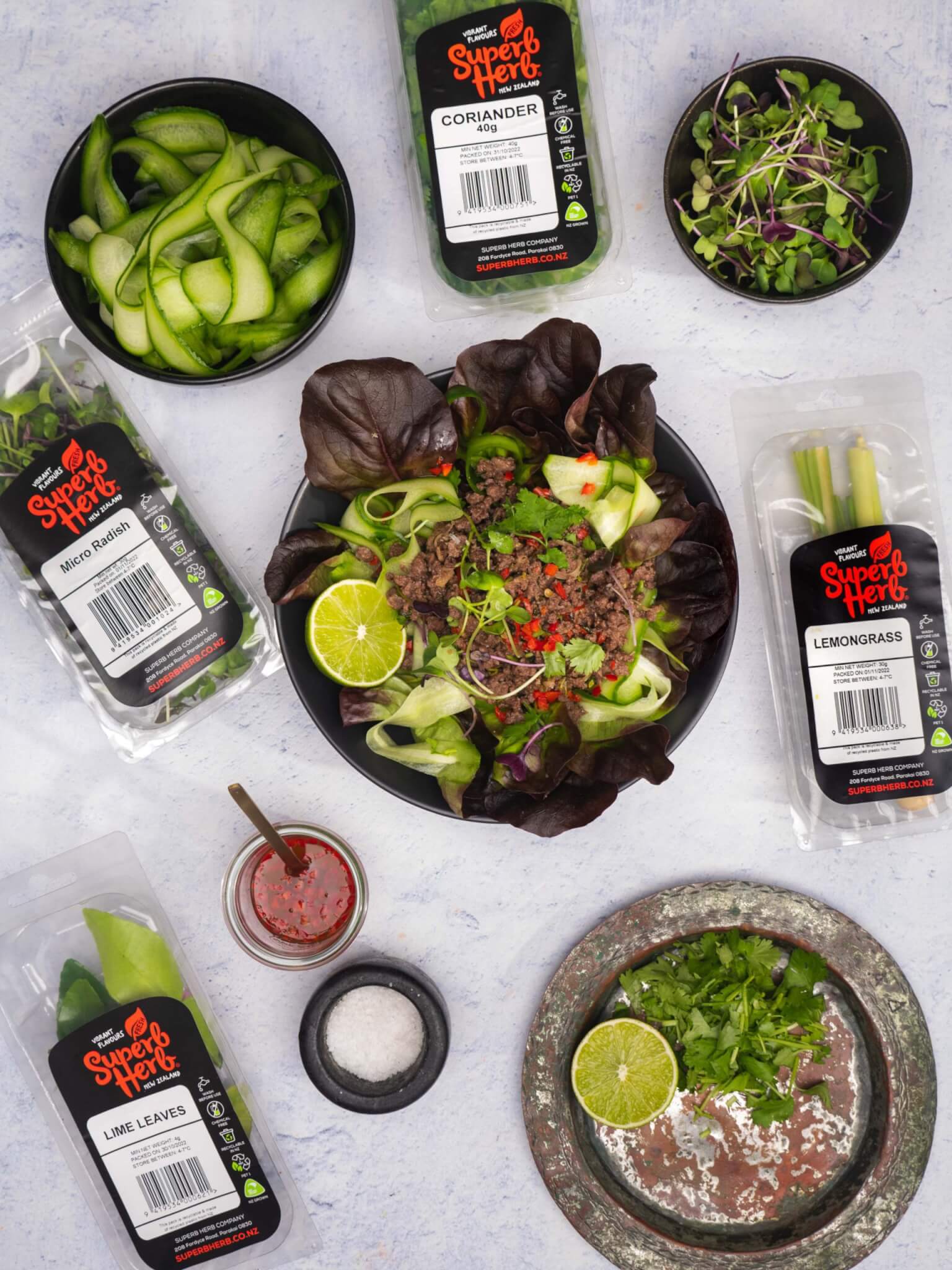 Thai venison larb salad_Superb Herb_portrait_topdown_LR
