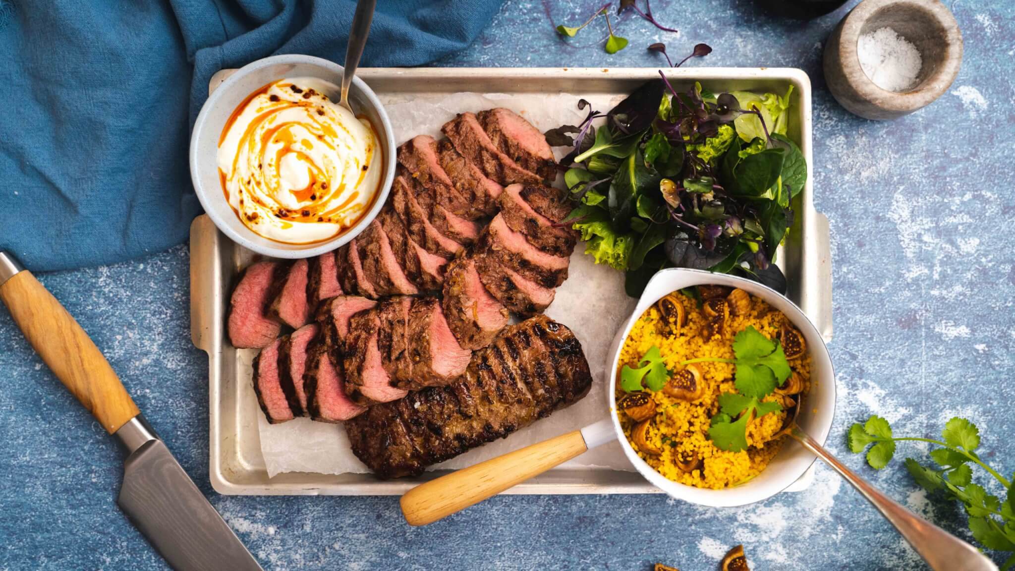 BBQ Lemon & Coriander Seeds Lamb Steaks with Couscous _Hero2_LR