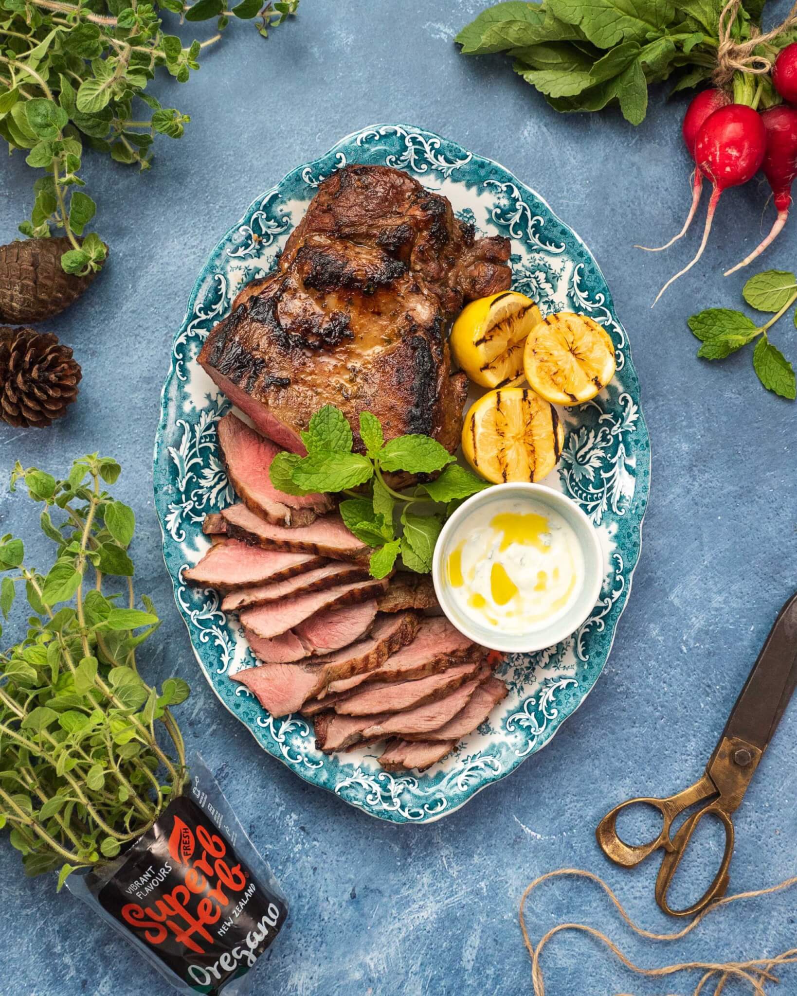 BBQ butterflied lamb with grilled lemon and herbs_Superb Herb_LR