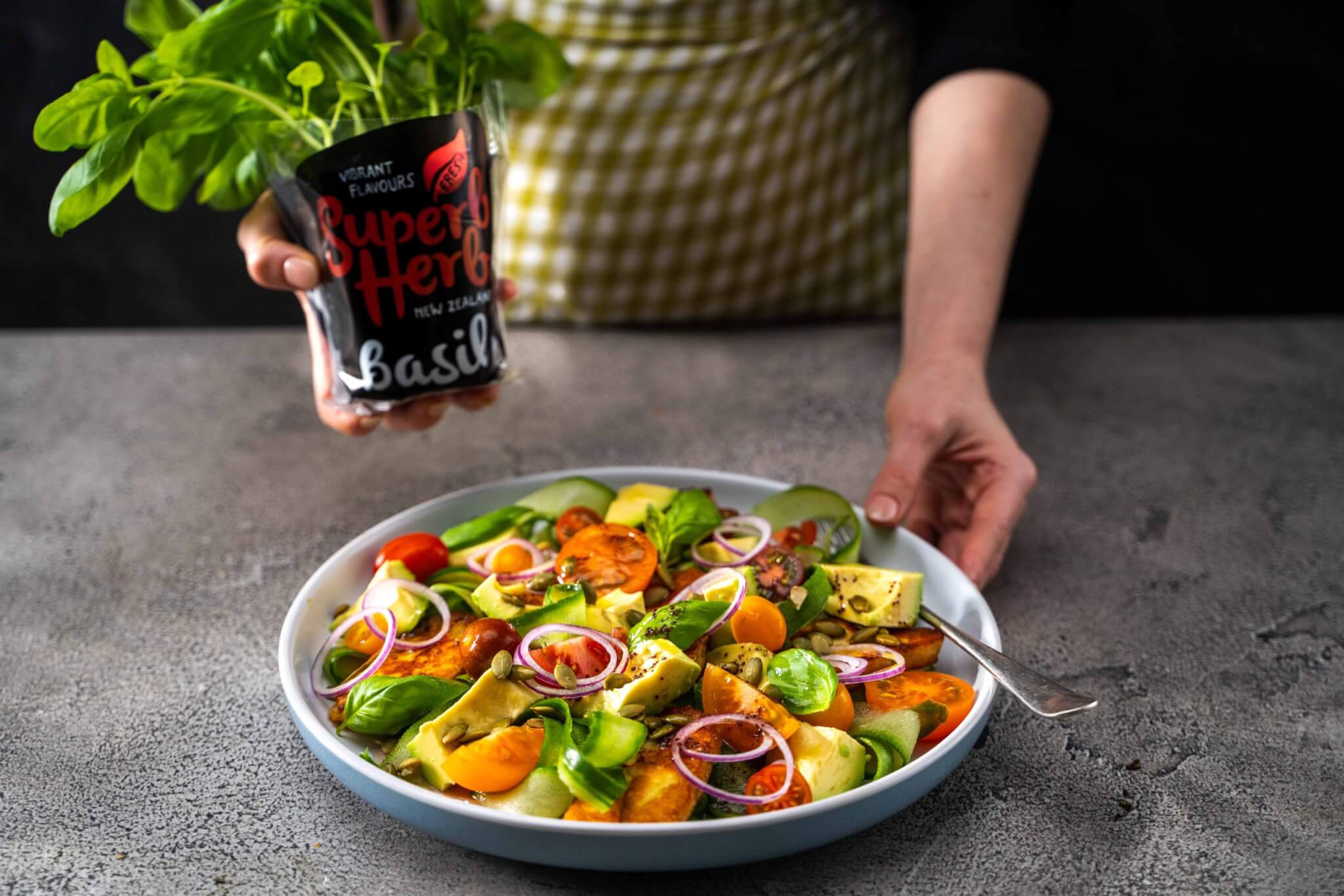 Fresh Avocado and Tomato Salad_side on_landscape_Superb Herb