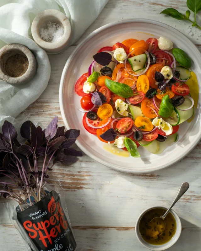 Boost your tomato salad game with a pop of regal elegance – our Purple Basil steals the spotlight! Perfect for a guilt-free, refreshing snack on those sunny days. 

#SummerBites #HealthySnacking #HerbMagic #FlavourExplosion #HerbHeaven #FlavourfulMagic #HerbGalore #FreshHerbFiesta #GardenToTable #CulinaryHerbs #HerbEssentials #HerbDelights #GourmetHerbs #CookingWithHerbs #HerbMasters
#FlavourfulJourney #HerbInfusion #SeasonedToPerfection #HerbHarmony #KitchenHerbs